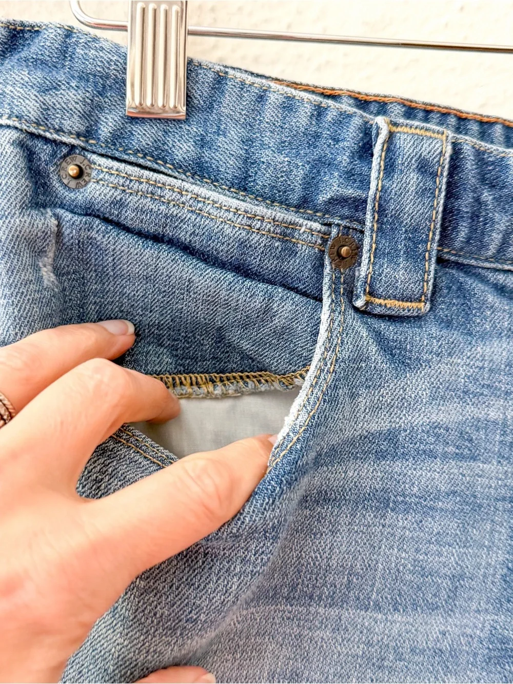 J.Crew 5" High-Rise Light Wash Rolled Cuff Distressed Denim Shorts - Picture 5 of 10